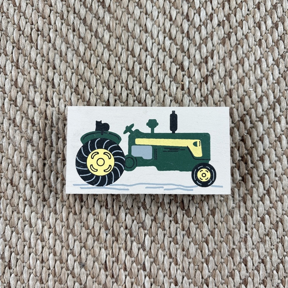 Cat's Meow Two Sided Red Green Tractor Wooden Shelf Sitter